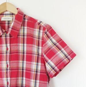 LEMON GRASS Plaid Button Down Short Sleeve